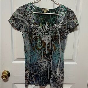 Artistic Graphic Short Sleeve Top